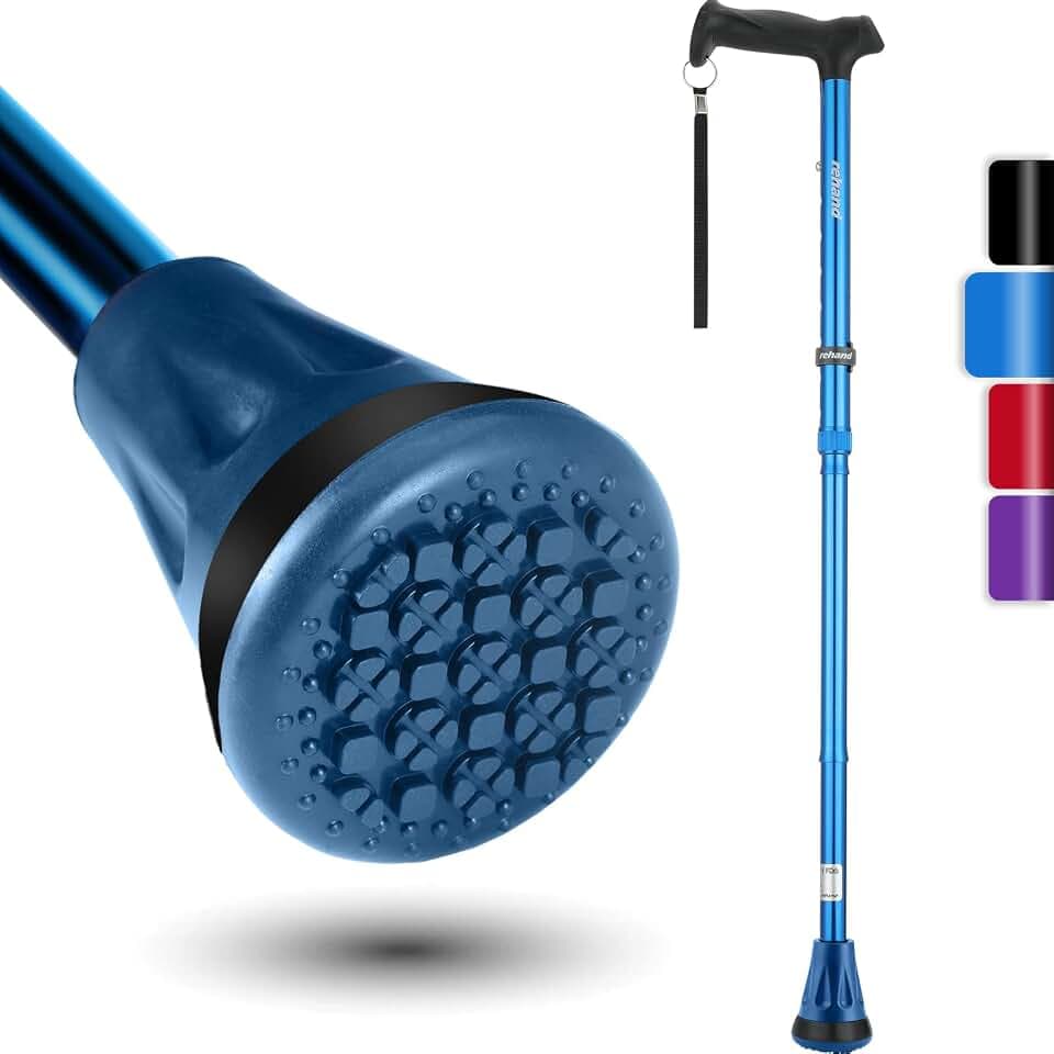 REHAND Walking Cane - Foldable, Adjustable, Collapsible Walking Canes for Men & Women, Heavy Duty All Terrain Tip, with Travel Bag | Walking Sticks for Seniors & Adults
