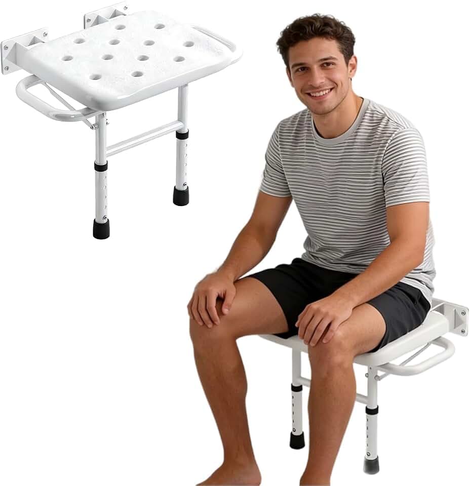 Foldable Wall Mounted Shower Seat with Armrests