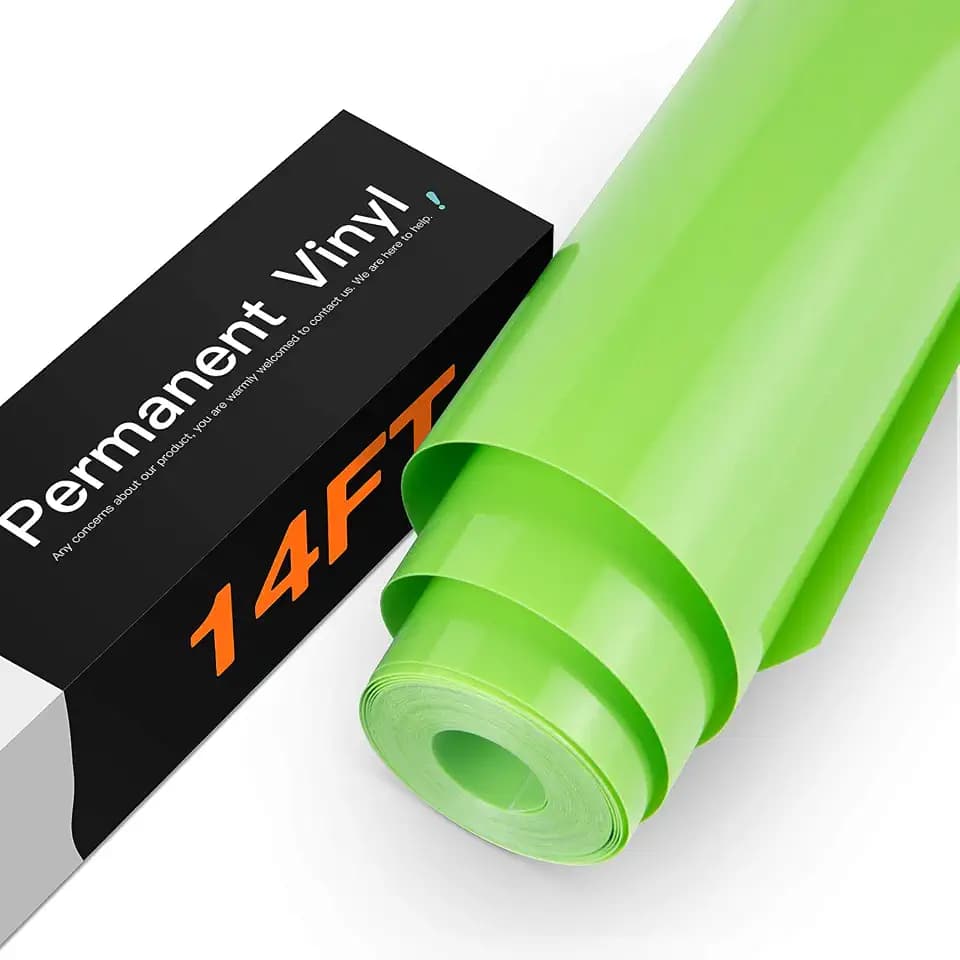 HTVRONT Glossy Apple Green Permanent Vinyl Roll, 12" x14FT, Waterproof