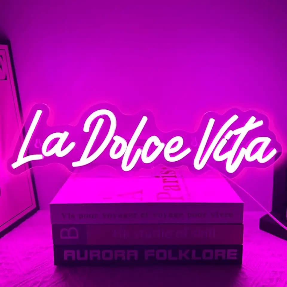 La Dolce Vita Neon Schild zur Wanddekoration Neonlichter,Leuchtreklame Geschenk für Hochzeiten,Partys und Geburtstage Praktische LED Neon Schild für die Heimdekoration