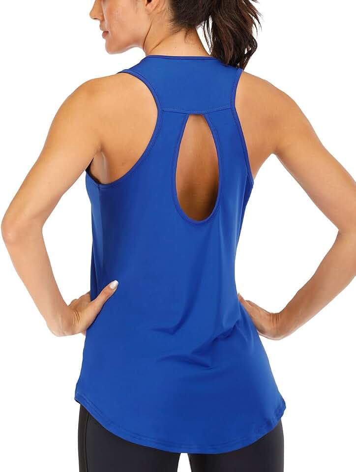 ICTIVE Yoga Tops für Frauen Loose Fit Workout Rückenlos Ärmellos Schlüsselloch offener Rücken Racerback Sommer Shirts