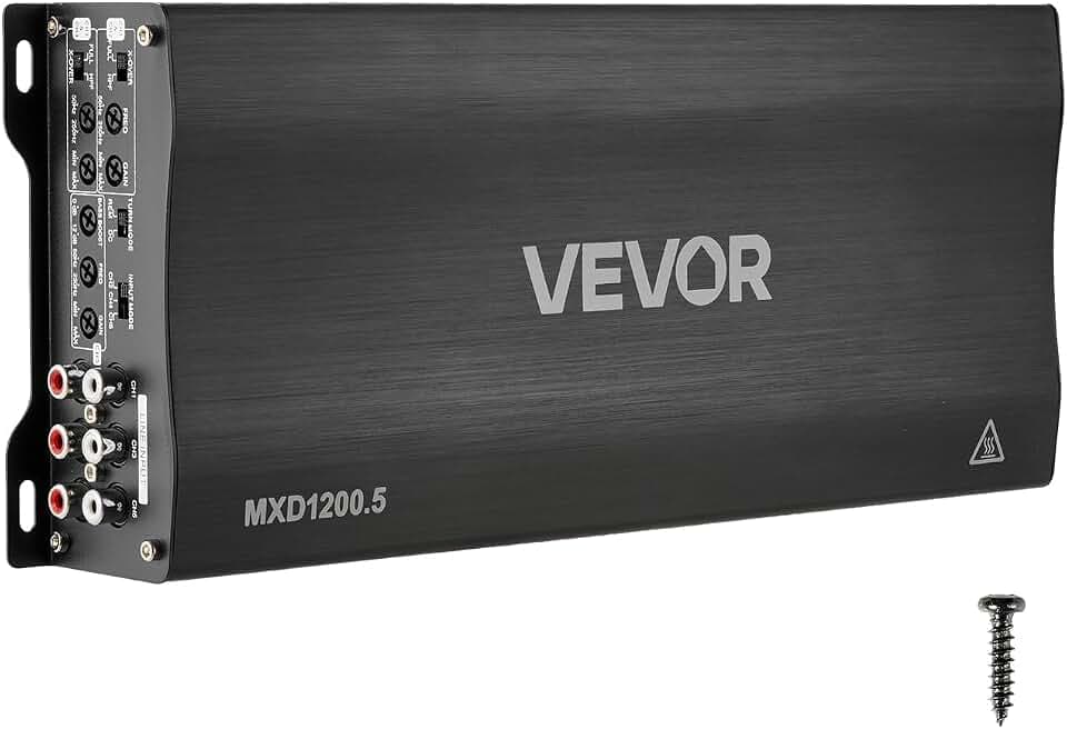 VEVOR 5 Channel Car Audio Amplifier Bridgeable Class D Full Range Amp Max Power 4 x 100W @ 4 Ohm / 4 x 200W @ 2 Ohm + Sub 1 x 500W @ 4 Ohm / 1 x 1000W @ 2 Ohm for Speakers & Subwoofer Vehicles