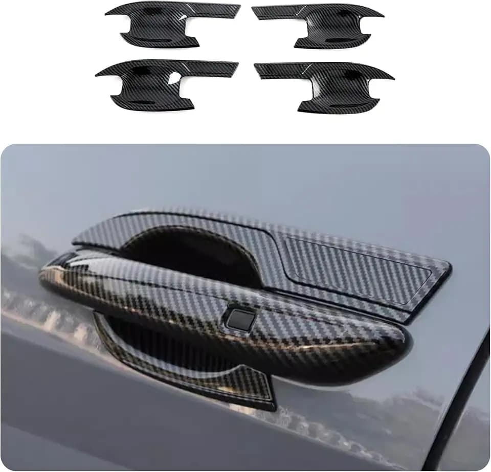 Car Accessories Fit for Hyundai Elantra 2021 2022 2023 2024 2025 2026 Exterior Side Door Handles Bowl Cup Cover Trime (Bowl:Carbon Fiber) 4PCS ABS