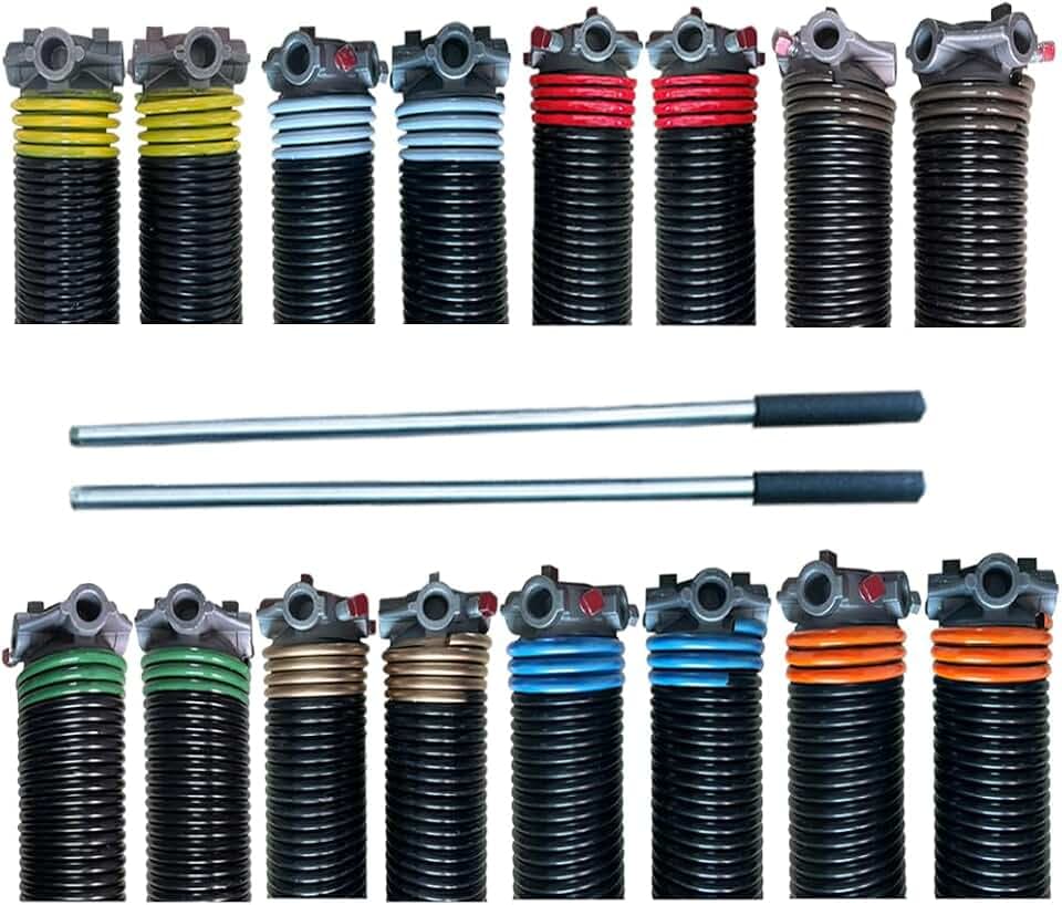 Pair of 2" Garage Door Torsion Springs with Non-Slip Winding Bars, Quality Precision Electrophoresis Black Coated, Minium Life 18,000 Cycles (.243" x 2" x 31")