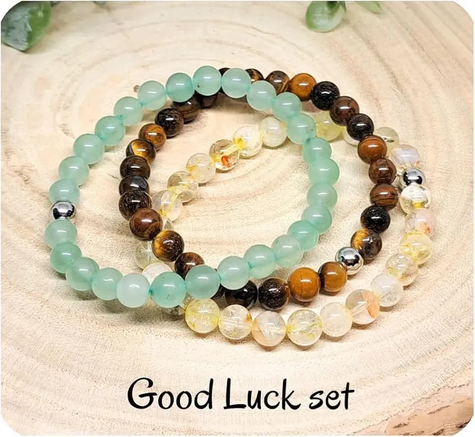 3pcs Wealth Money Bracelets,Healing Crystal Citrine Tiger Eye Bracelets for Women Men,Lucky Feng Shui Natural Stone Green Aventurine Beaded Spiritual Gemstone Jewelry Gifts