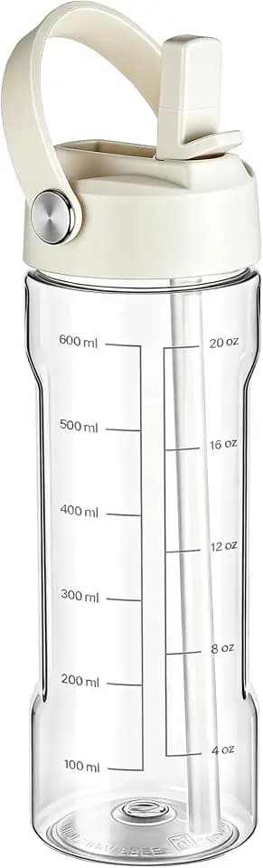 GOPPUS 20oz Clear Water Bottle with Flip Straw, Lightweight, Leakproof, Easy Carry and BPA-Free, Tritan Water Bottlefor Sport, Travel, Outside (Clear)
