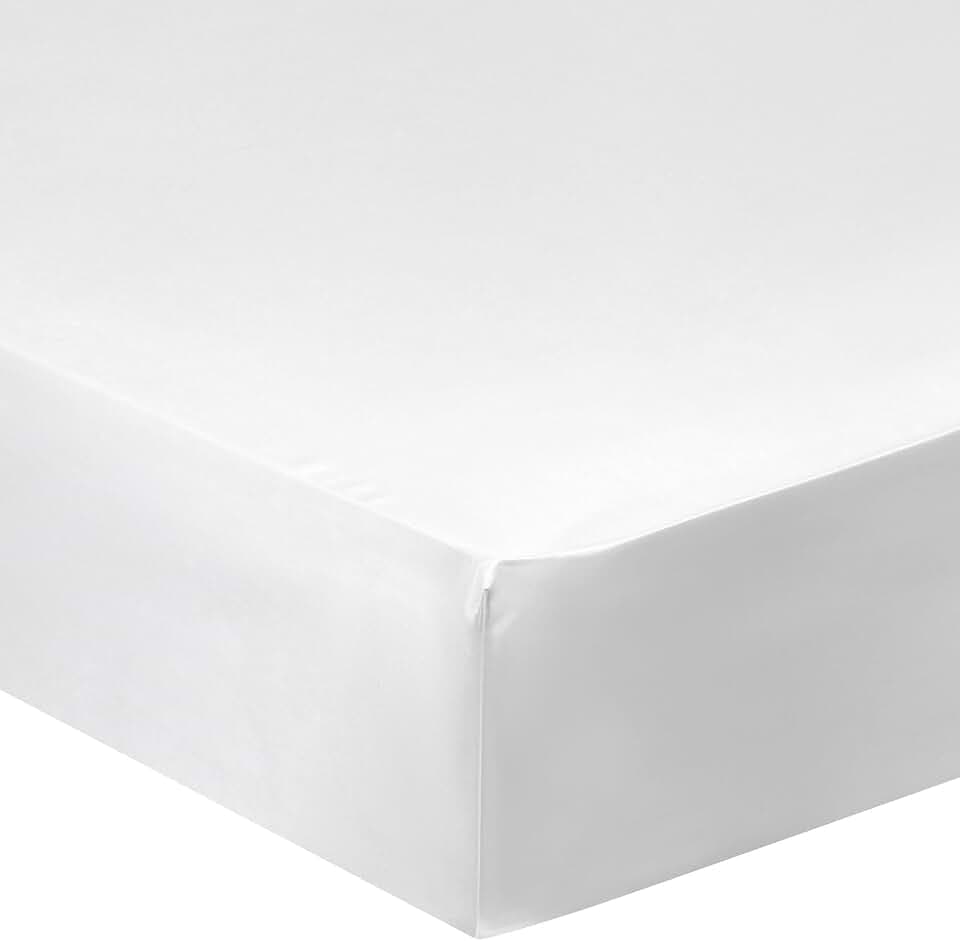 PiccoCasa Spannbettlaken Satin Bettlaken 200x200cm Spannbetttuch bis 35cm Topperhöhe mit Gummiband Weiß 200x200x35cm