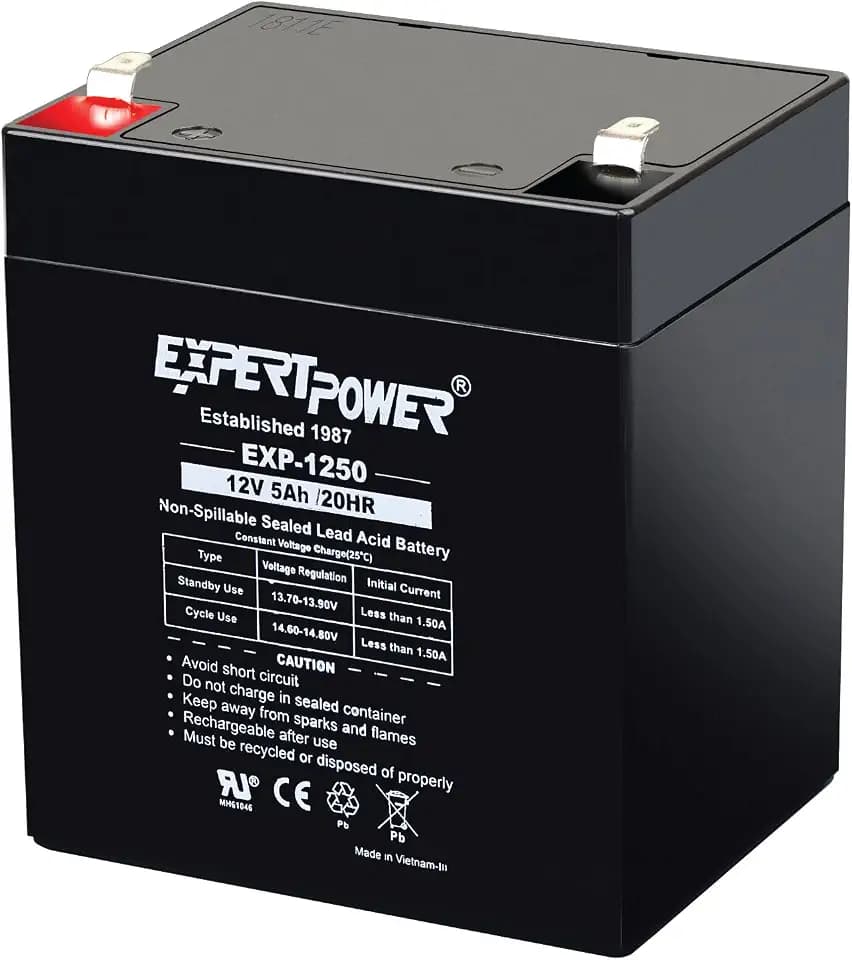 ExpertPower EXP1250, Rechargeable12V 5Ah UPS Battery with F1 Terminals