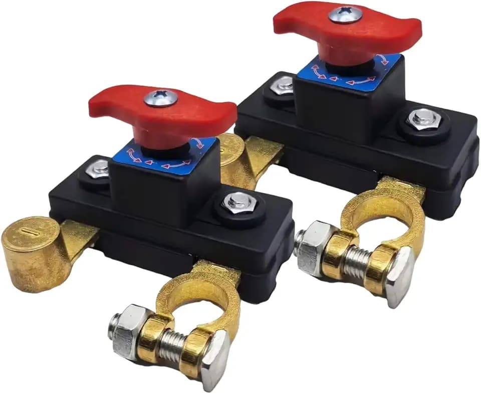 2Pcs Battery Disconnect Switch 12 Volt 24 Volt, High Conductivity Battery Cut Off Switch, Pure Copper Manual Rotary Battery Shut Off Switch for Car Truck RV Boat Power Control