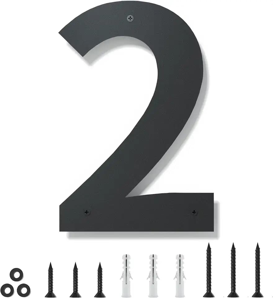 12 Inch Modern Floating House Number Sign for Outside, Black Metal House Numbers Plaque, Rust-Proof Large Address Numbers for Outdoor 2
