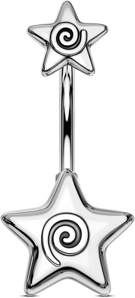 OUFER Body Piercing Belly Button Bars 316L Surgical Steel Belly Bar 14G Navel Bars Belly Button Piercing Jewellery 10MM Navel Belly Button Rings