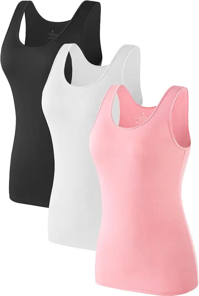 Air Curvey 4 Pack Tank Top for Women Sleeveless Undershirt Basic Tanks