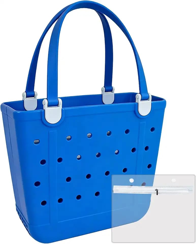 Juyeesm Medium Beach Bags, Waterproof Rubber Tote Bag-M,14.5 * 12.8 * 6in