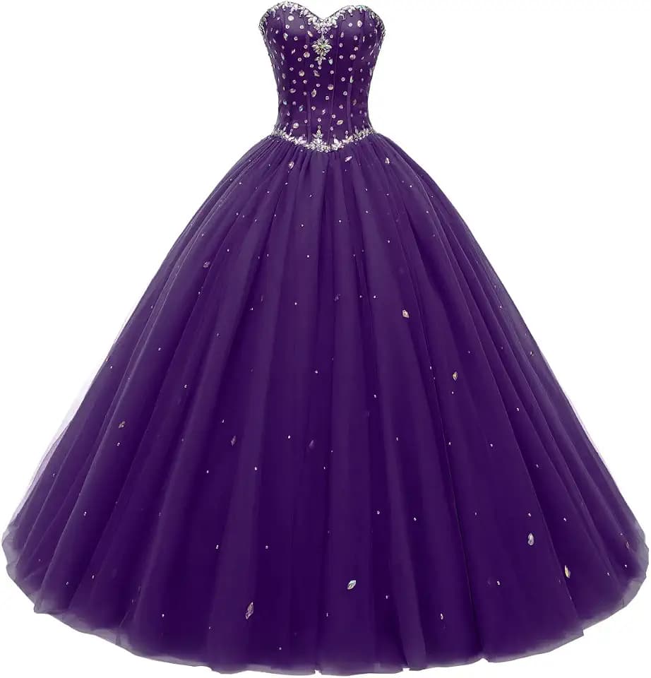 Likedpage Women's Sweetheart Ball Gown Tulle Quinceanera Dresses Prom Dress