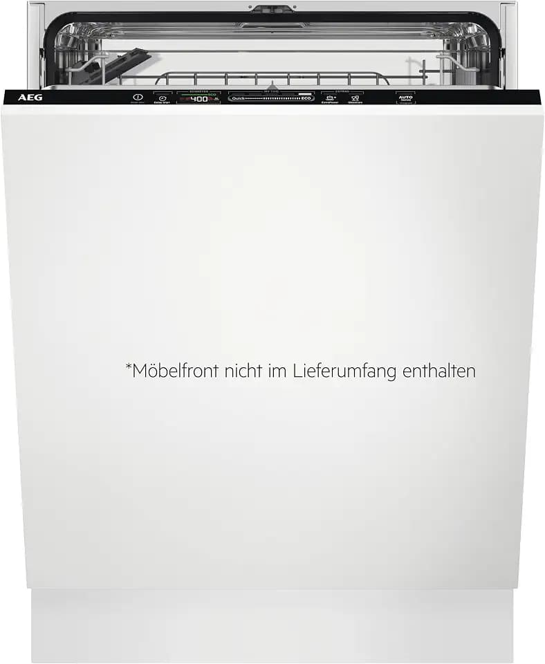 AEG FSB5361CZ Vollintegrierter-Geschirrspüler, Serie 6000 mit SatelliteClean Sprüharm, 60cm, AirDry für perfekte Trocknungsergebnisse, Besteckkorb, QuickSelect Display, Startzeitvorwahl, Wasserstopp
