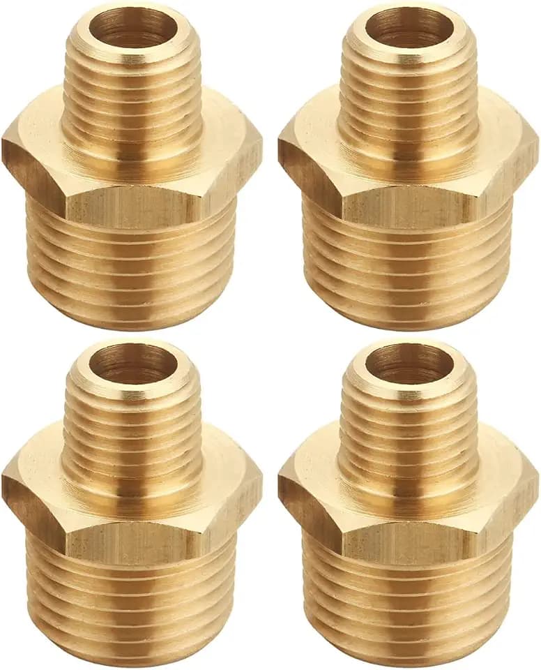 1/2 Male to 3/8 Male Inch NPT, Brass Reducing Hex Nipple
