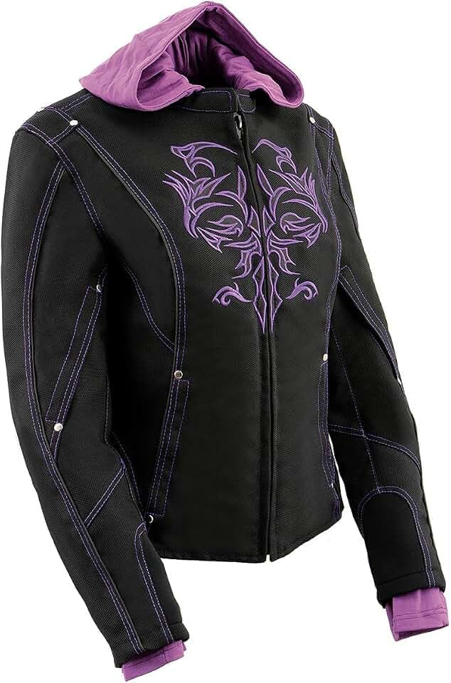 Milwaukee Leather Women's Textile Motorcycle Riders Jacket with Hoodie - Year Round Wear