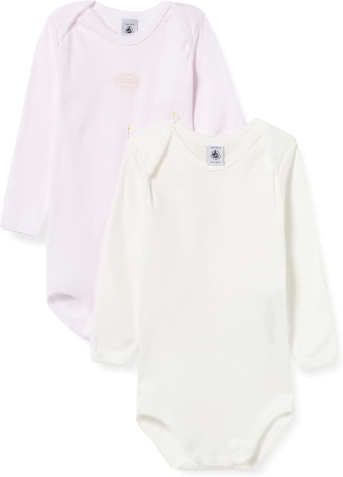 Petit Bateau Baby-Mädchen Gestreifter Body mit Langen Ärmeln (2er Pack)
