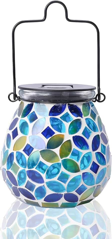 Outdoor Solar Lantern Waterproof Mosaic Hanging Garden Light Geometric