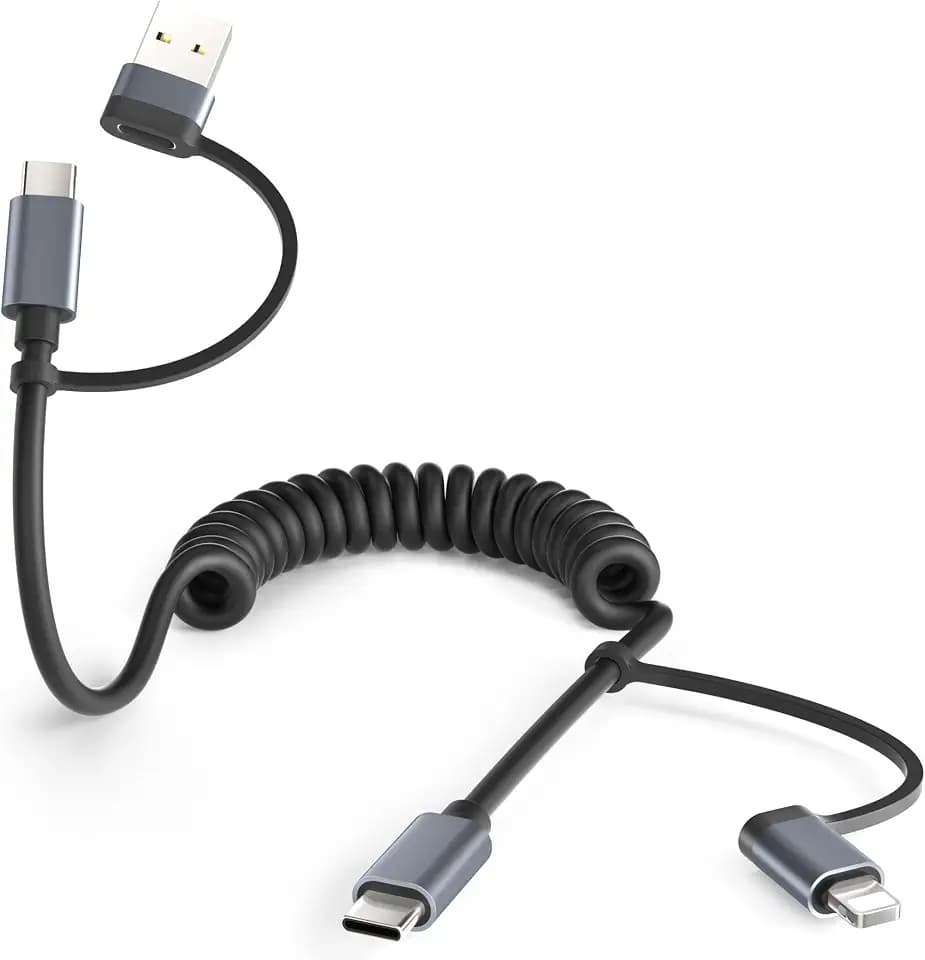 Basesailor 4 in 1 USB C to USBC Coiled Car Charger Cord for iPhone 17 6FT