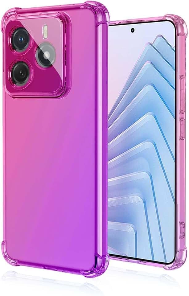 GOKEN Hülle für Xiaomi Redmi Note 14 5G - Stoßfeste Handyhülle, Kratzfeste Weiche Silikon Schutzhülle mit Farbverlauf, Halbtransparent -Rosa Lila