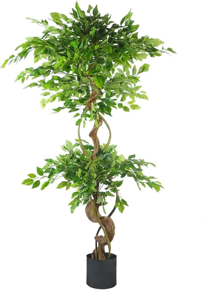 Leaf Künstlicher japanischer Fruticosa-Ficus-Baum, gedreht, groß, schwarz, 150 cm