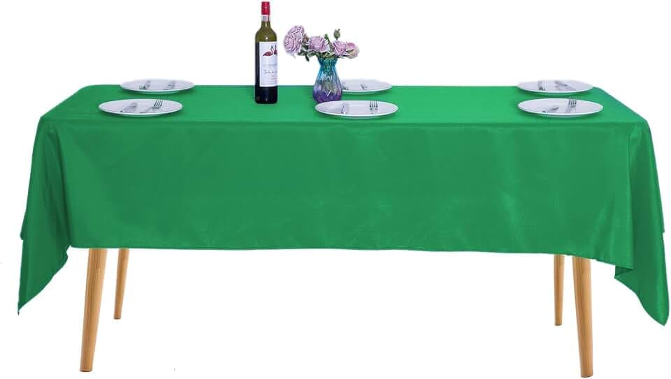 Ascoza 2pack 60x120 Inch Emerald Rectangular Tablecloth 6 Feet Table Cloth in Polyester Fabric for Wedding/Banquet/Restaurant/Parties
