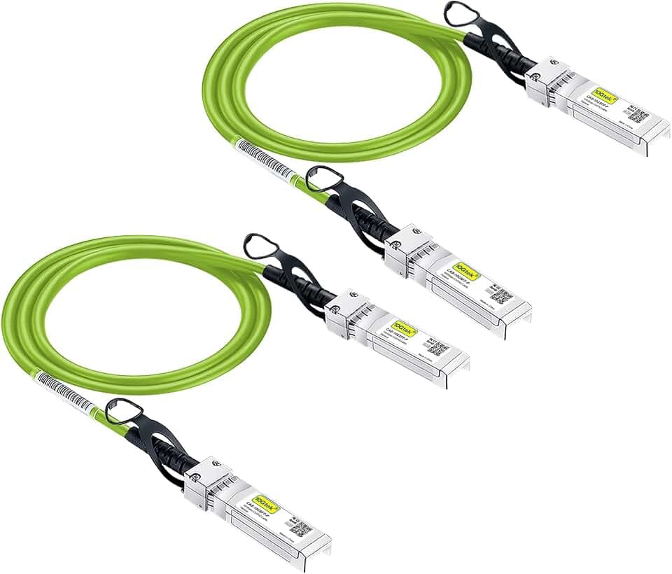 10Gtek [Green Colored 10G SFP+ DAC Cable - Twinax SFP Cable for Cisco SFP-H10GB-CU0.5M, Ubiquiti UniFi, D-Link, Supermicro, Netgear, Mikrotik, Fortinet, 0.5-Meter(1.64ft), 2 Pack