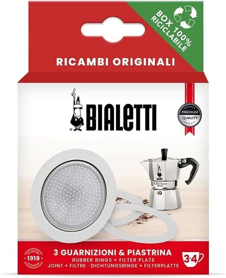 Bialetti Dichtung für Espressokocher 3 Tassen 3 x Dichtungen + Sieb