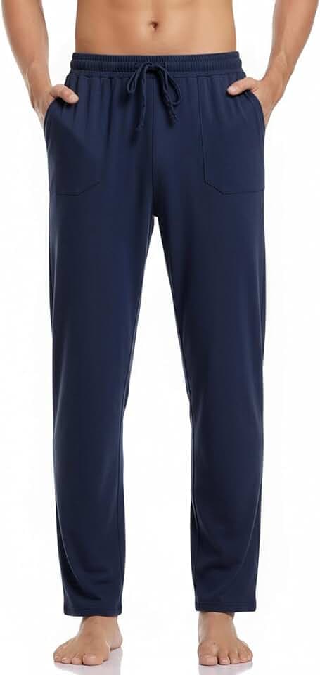 Aseniza Schlafanzughose Herren Lang Pyjamahose Baumwolle Schlafhose Männer Nachtwäsche Lounge Hose Sleepwear Freizeithose mit Seitentaschen