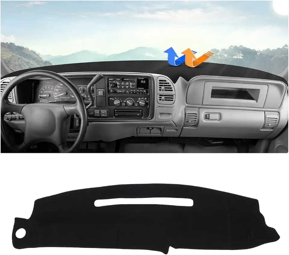 Autorder Dashboard Cover Mat for 1997-2000 Chevy Chevrolet Silverado/GMC Sierra C1500 C2500 C3500 K1500 K2500 K3500, 1997-1999 GMC Yukon/Chevy Tahoe Accessories Dash Cover Flannel Dash Mat Protector