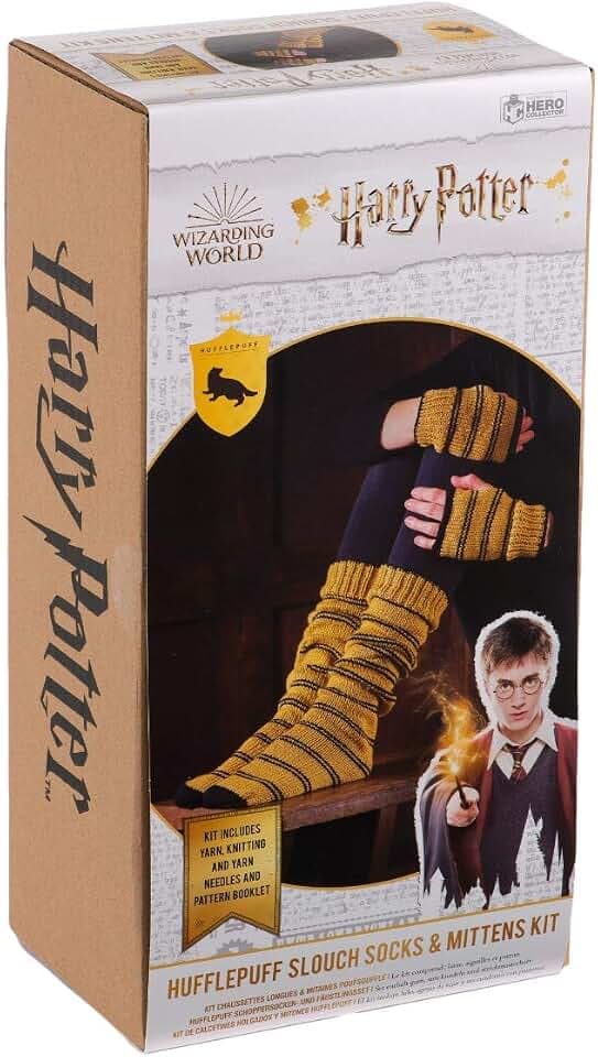 Hogwarts Hufflepuff Slouch Socks and Mittens Knitting Kit | Harry Potter Wizarding World Knitting Kits