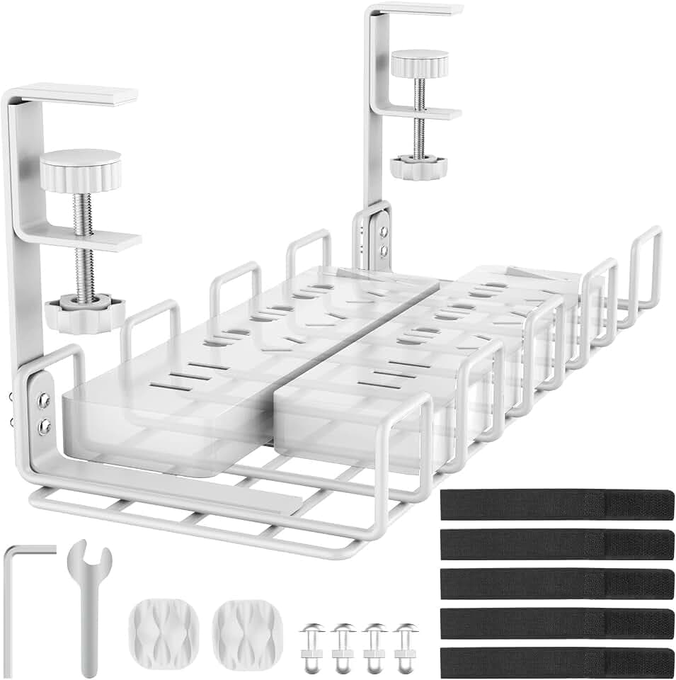 Under Desk Cable Management Tray No Drill Steel 15.7"