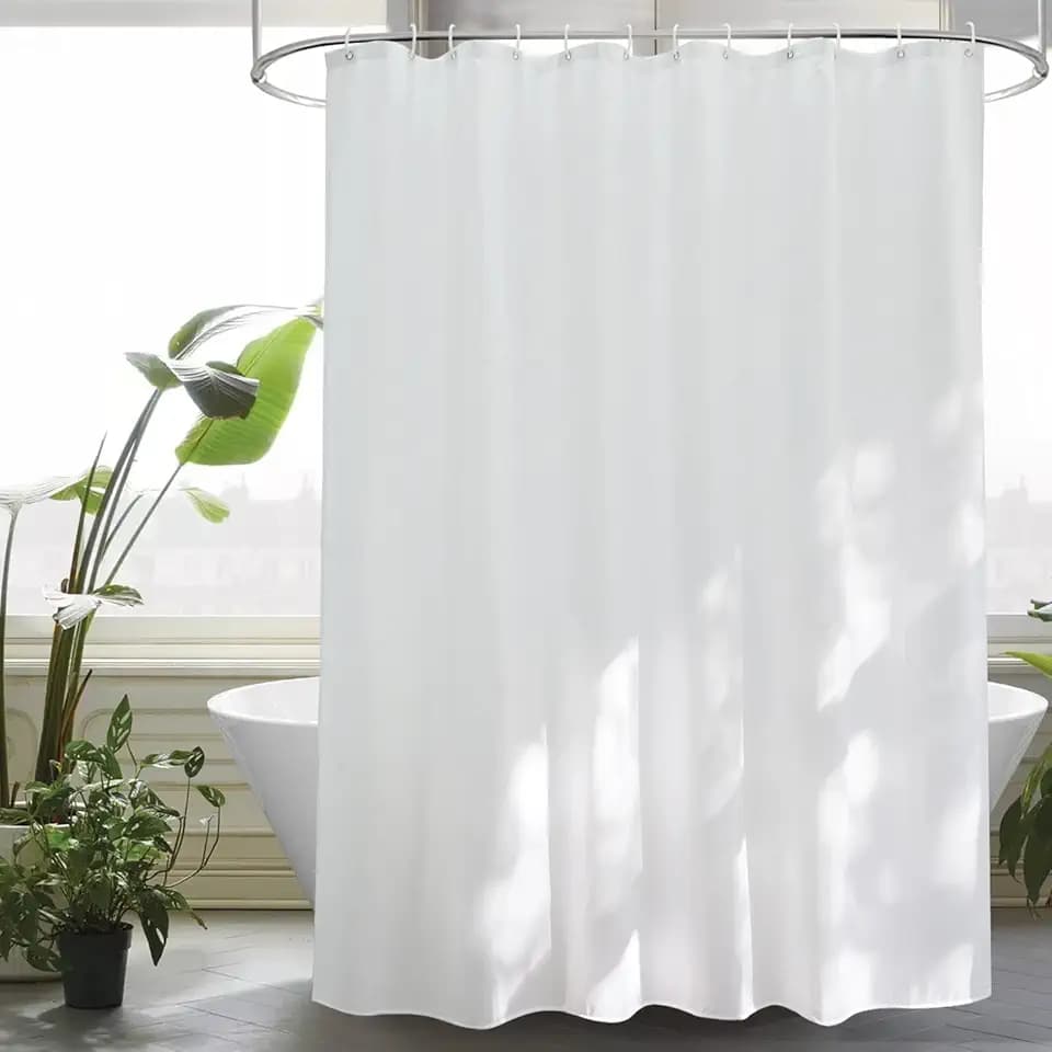 EurCross Duschvorhang 180x200 cm Weiß Textil, Anti-schimmel und Wasserdicht