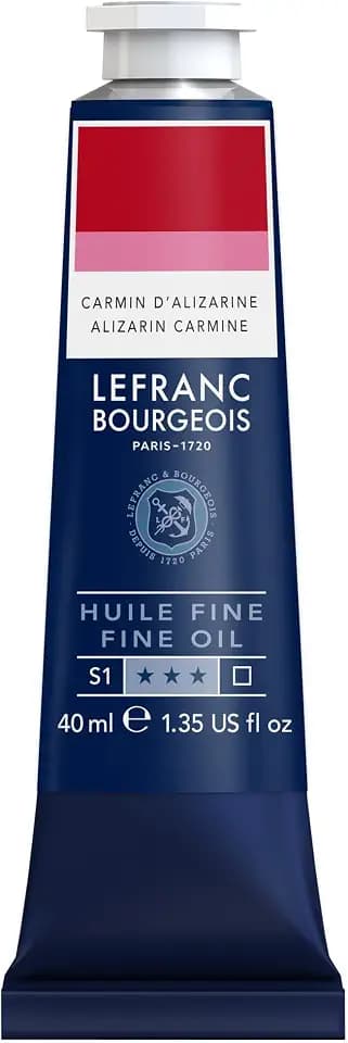 Lefranc Bourgeois 301765 Feine Ölfarbe in hervorragender Qualität,lichtecht mit gleichmäßige Konsistenz, 40ml Tube, ideal für Keilrahmen, Leinwand, Malkarton - Kadmiumrot Dunkel Farbton