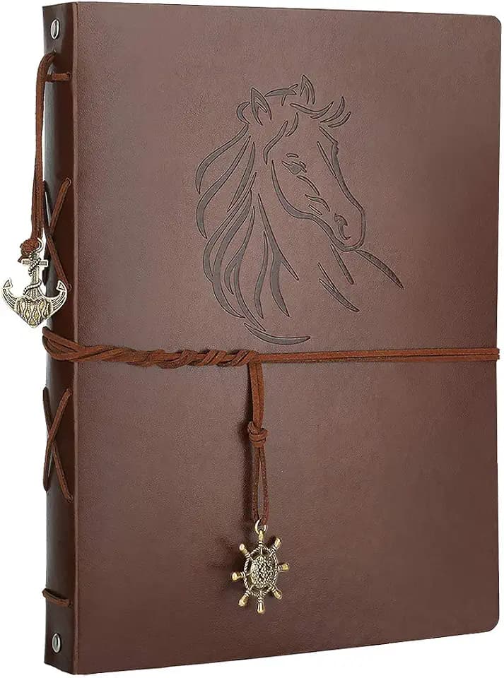 Fotoalbum zum Selbstgestalten, AIOR Fotoalben Groß zum Einkleben Scrapbook Schwarze Seiten Fotobuch, Vintage Leder DIY Gästebuch Hochzeit, Geburtstagsgeschenke Hochzeitsgeschenke Mädchen, Pferd