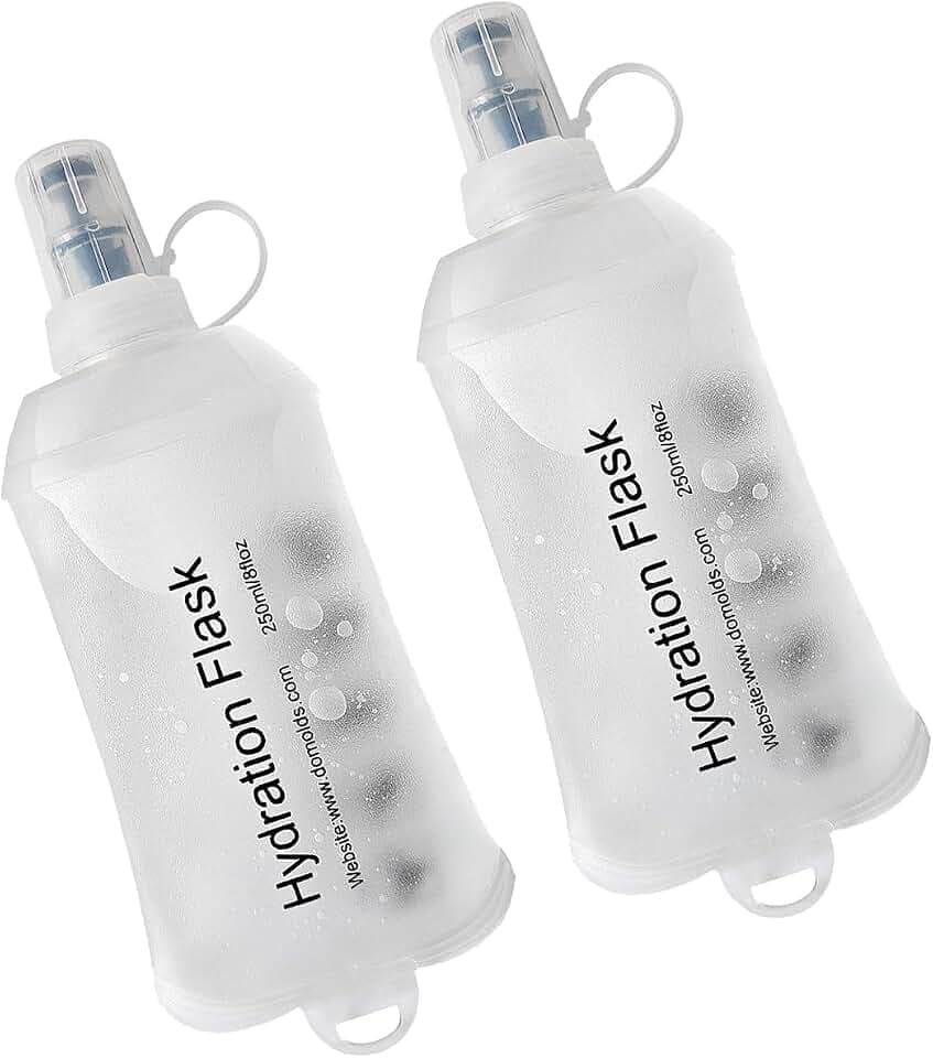 WILDREEDS 250ml Soft Flask, TPU Collapsible Soft Water Bottle for Hydration Pack, Running Vest, Folding Water Bottle for Hiking Cycling Climbing-2Pcs, White