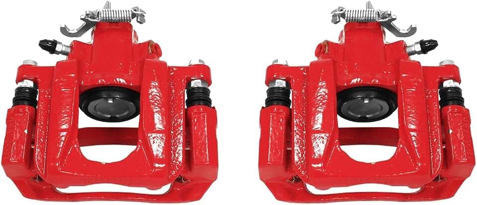 PowerStop Rear Red Powder Coated Brake Caliper Pair for Chrysler Town & Country 2008-16 |Dodge Grand Caravan 2008-16 |Ram C/V 2012-15 - High-Temp Brake Caliper Upgrade, S5080