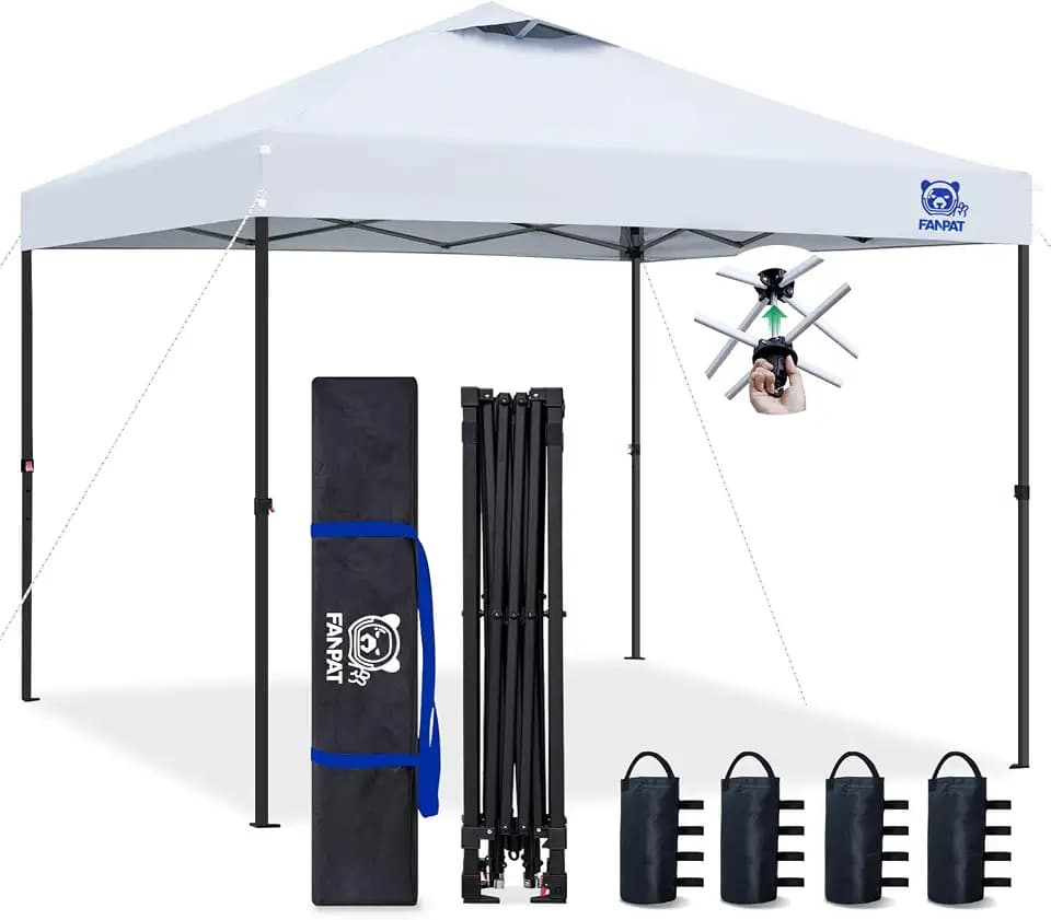 FANPAT 10x10 Pop Up Canopy White Tent