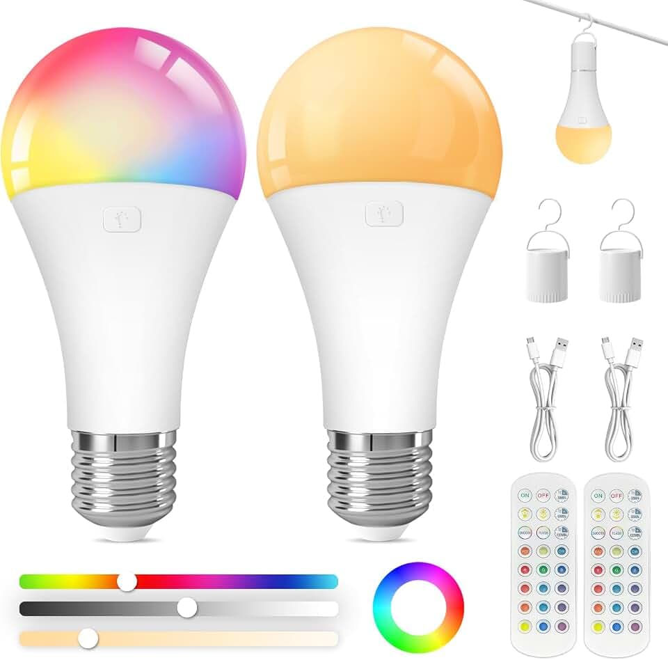 Rechargeable Light Bulbs with Remote, E26 A19 40W Equivalent LED Bulb