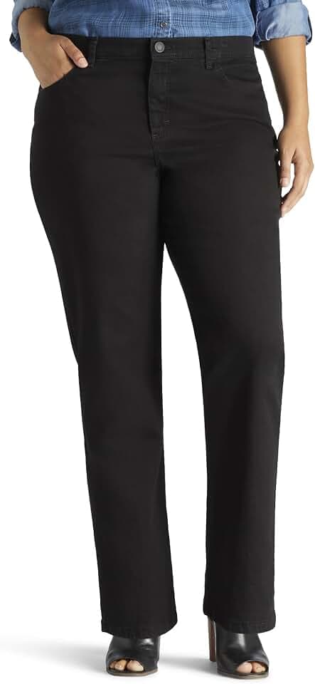 Lee Womens Plus Size Instantly Slims Classic Relaxed Fit Monroe Straight Leg Jean