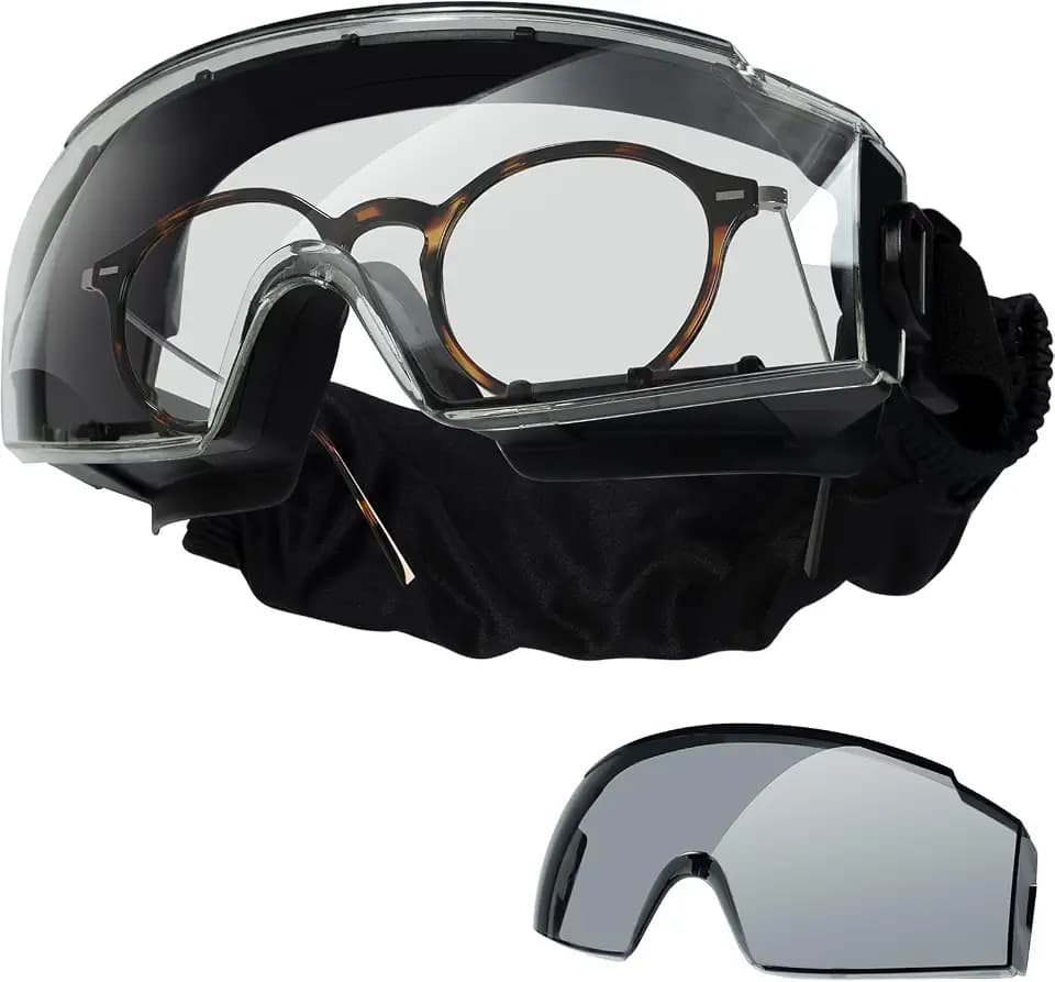 OneTigris Schutzbrille, taktische schutzbrille staubdicht, sicherheitsbrille mit CE EN166 und ANSI Z87.1, Ultravision Vollsichtbrille Für Brillenträger, Baustelle, Labor, Werkstatt und Fahrrad-Fahren