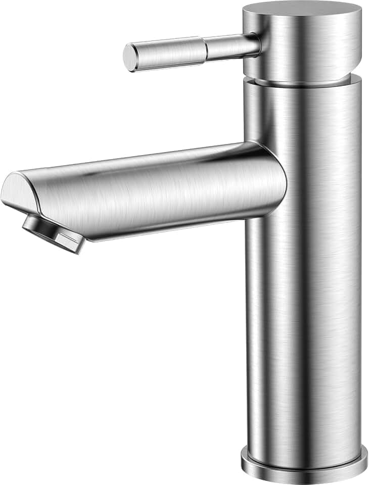 Wasserhahn Bad Waschtischarmatur Waschbecken Armaturen Edelstahl Kaltes und Heißes Wasser Mischbatterien Bad mit 60cm Wasserhahnschlauch