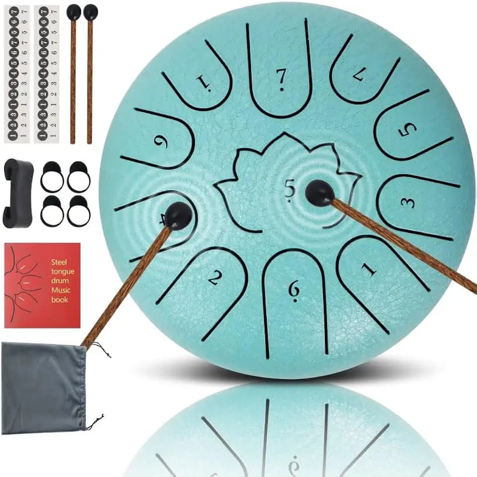 Steel Tongue Drum 6-Inch 11-Note, Rain Drum for Outside Garden, C Major