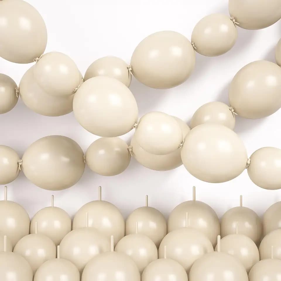 Sand White Linking Balloons, 100Pcs 6Inch and 10Inch Link Balloons