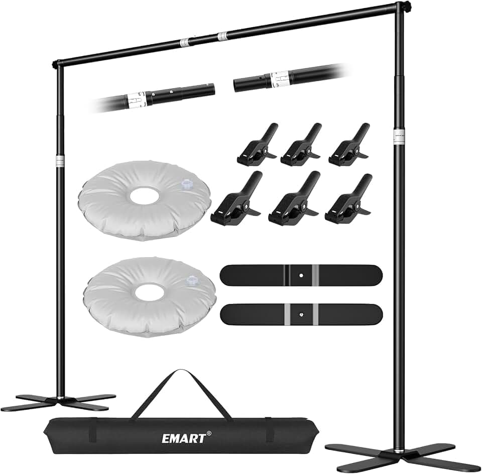 EMART Backdrop Stand Heavy Duty 8.5x10ft, Pipe and Drape with X-Shaped Base