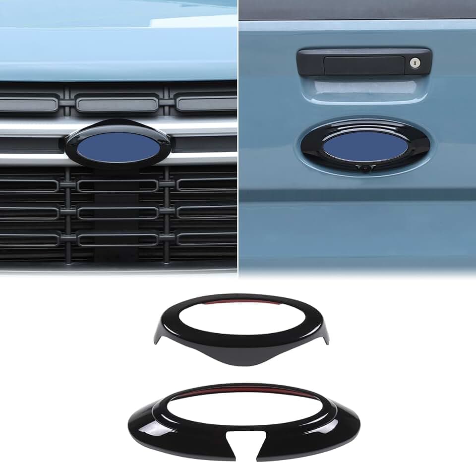 Car Front Rear Emblems Ring Trim Cover Compatible with Ford Maverick 2022-2024 Rear Trunk Tailgate Emblem Badge Logo Cover Front Hood Grille Circle Ring Center Logo Decorative Frame ABS Accessories