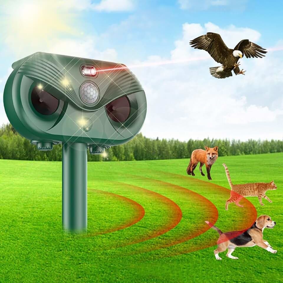 OBEST Katzenschreck Ultraschall Solar,Katzenvertreiber Ultraschall Wasserdicht,Tiervertreiber Ultraschall,mit LED USB und Laser,Marderschutz Marderschreck,Katzenabwehr für Drauen Garten und Haus