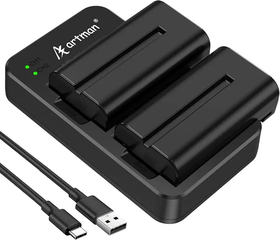 Artman NP-F550 Battery 2-Pack 2900mAh and USB Dual Charger for Sony NP-F330