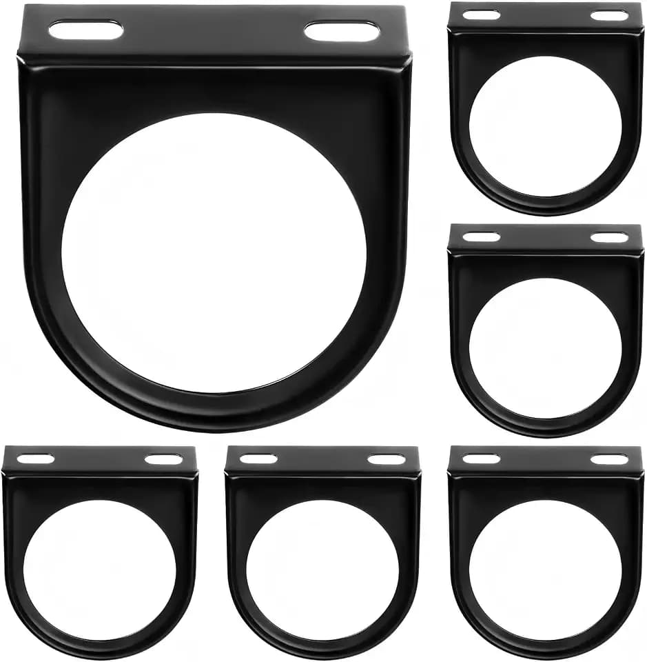 Frienda 6 Pieces 2 Inch Single Gauge Mounting Panel Black Mounting Bracket Pod Single Hole Meter Gauge Pillar Mount Pod Holder for Auto, Truck, Boat and More